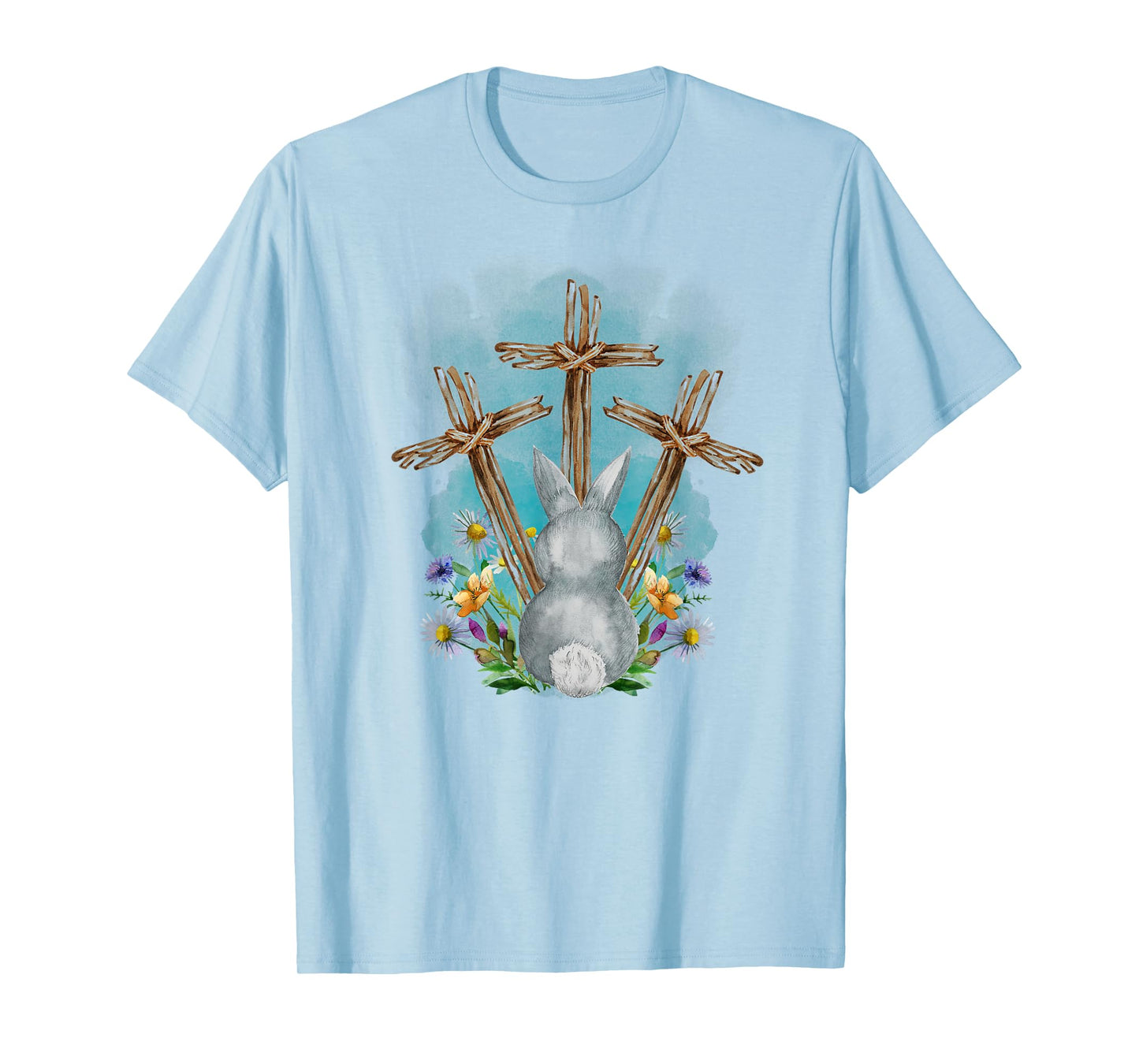 Easter Bunny with Trio Crosses Inspirational Christian Faith T-Shirt