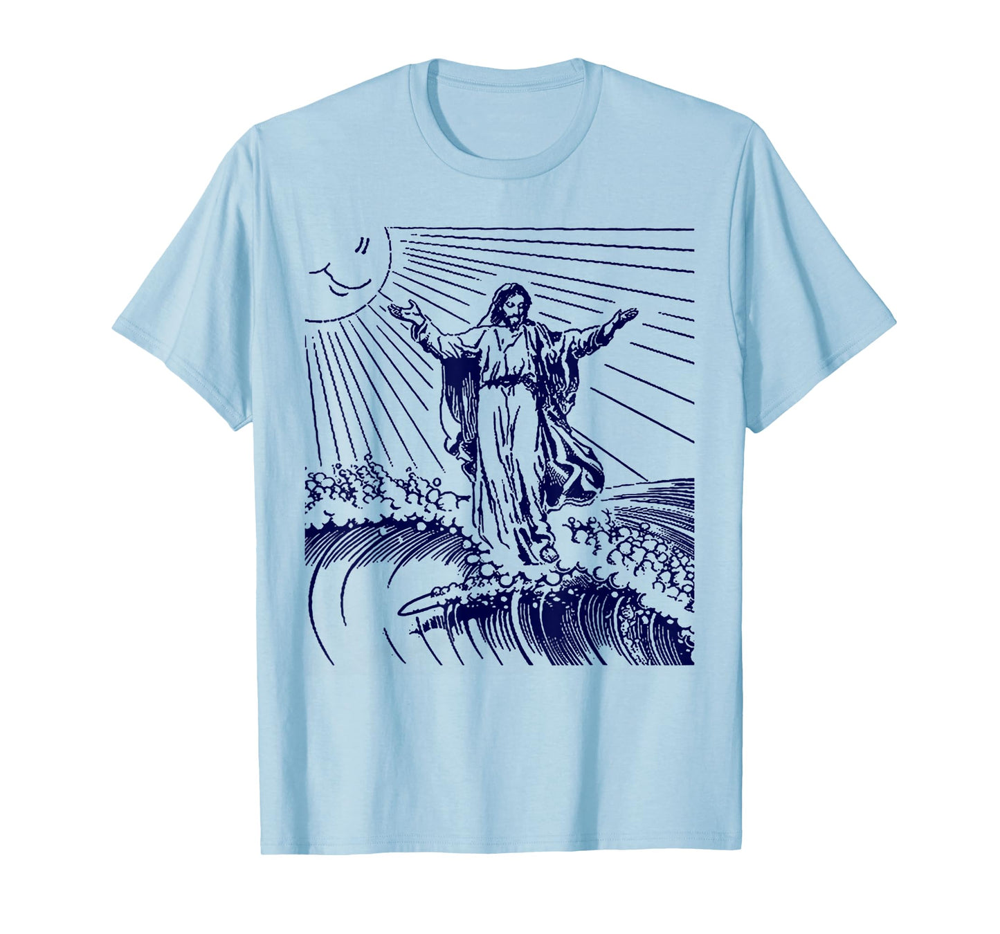 Funny Surfing Jesus On Top of Big Wave God Riding Surfboard T-Shirt