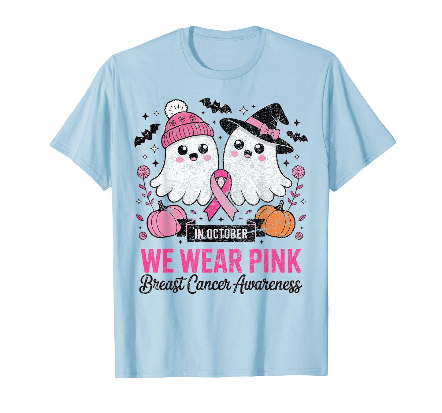 Breast Cancer Women Halloween in October We Wear Pink T-Shirt