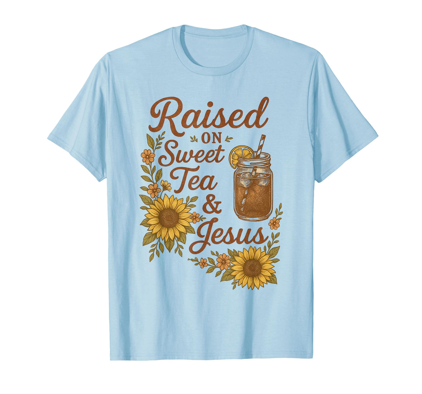 Boho Country Raised on Sweet Tea and Jesus Vintage Cowgirl T-Shirt