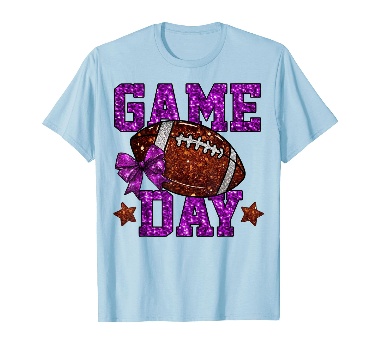 Game Day Football Season Football Mama Purple Bow Cheer Girl T-Shirt