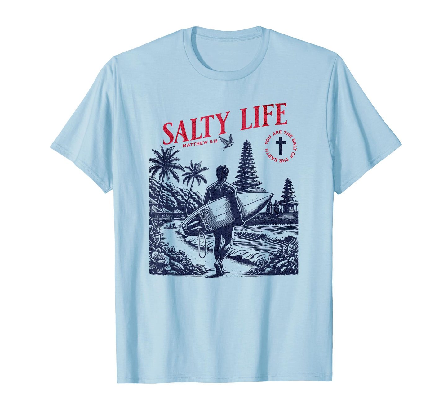 Salty Bible Verse Christian Faith Based Jesus Beach Modest T-Shirt