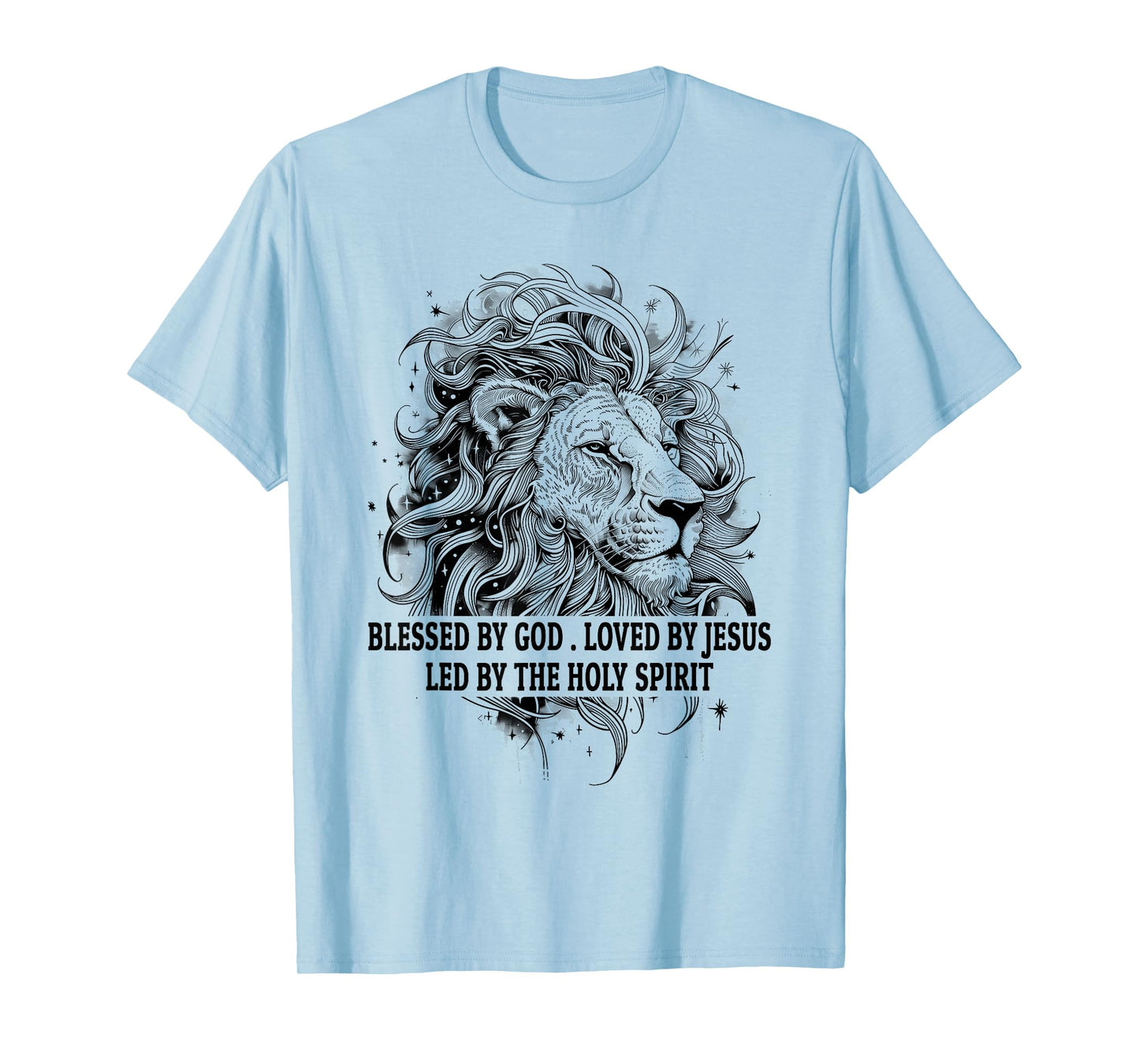 Blessed by God Loved by Jesus Religious Christian Lion Gift T-Shirt