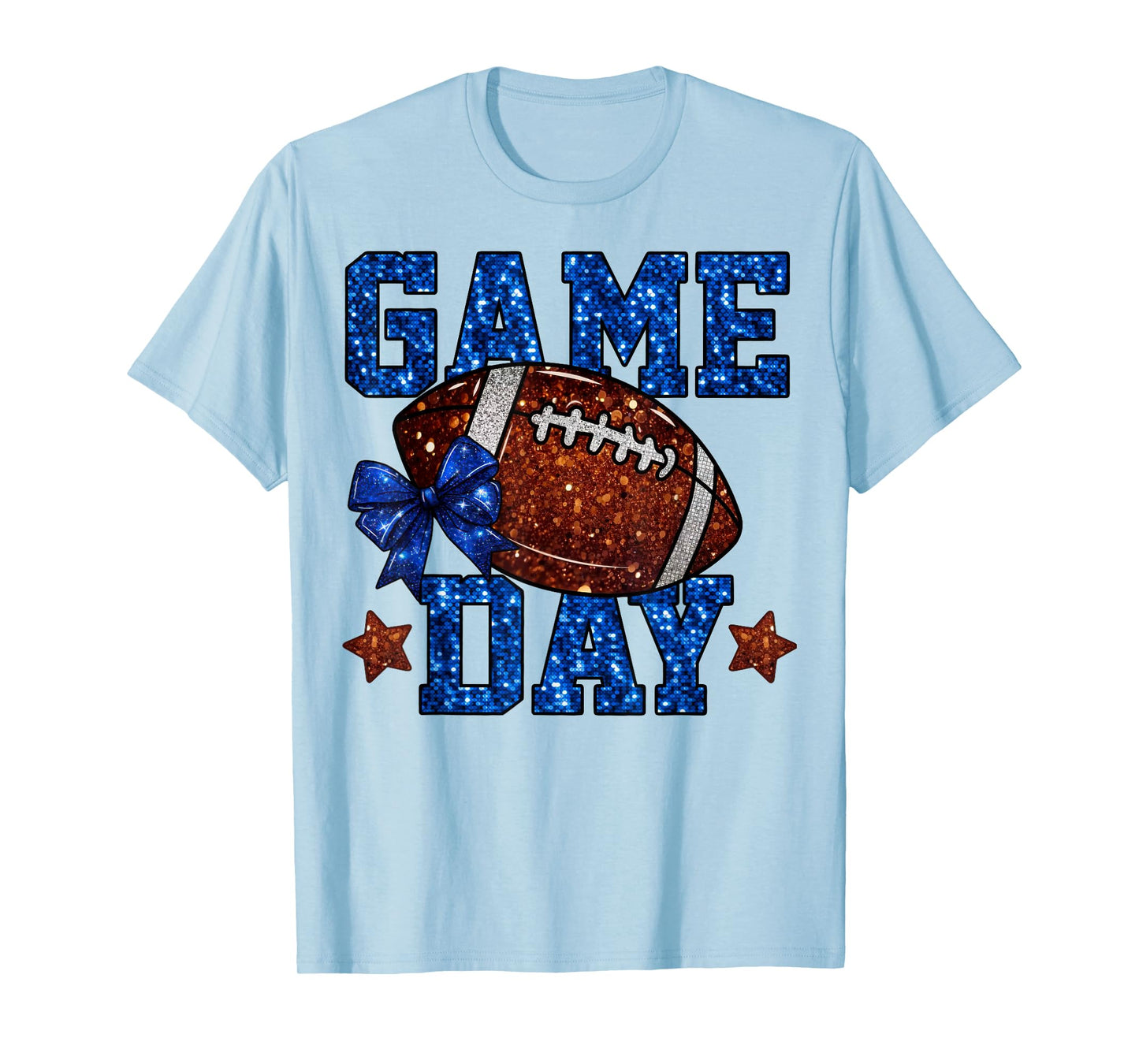 Game Day Football Season Football Mama Blue Bow Cheer Girls T-Shirt