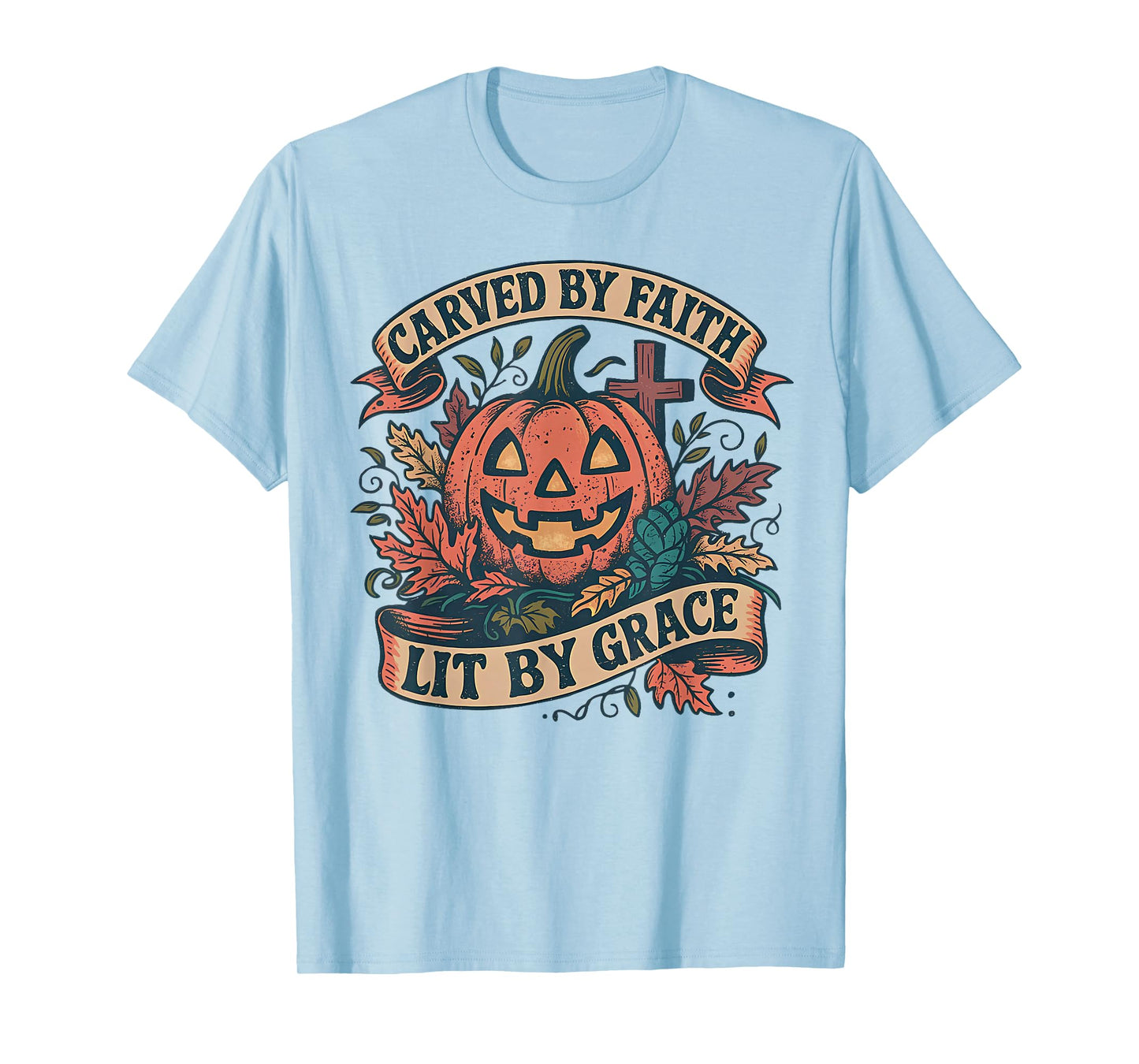 Carved by Faith Pumpkin Christian Fall Halloween T-Shirt
