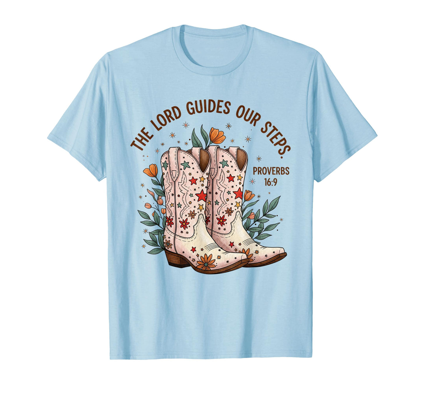 Christian Cowgirl Boots Proverbs 16:9 Bible Verse Western T-Shirt