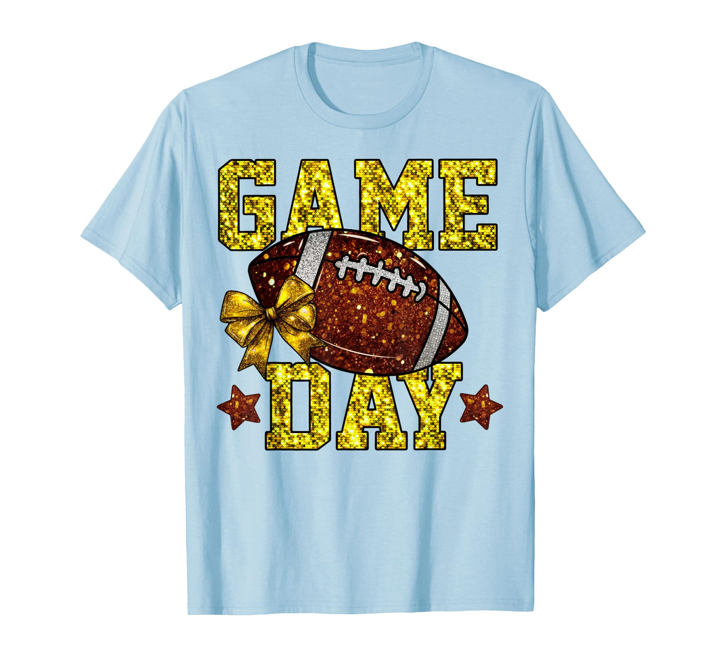 Game Day Football Season Football Mama Gold Bow Cheer Girls T-Shirt