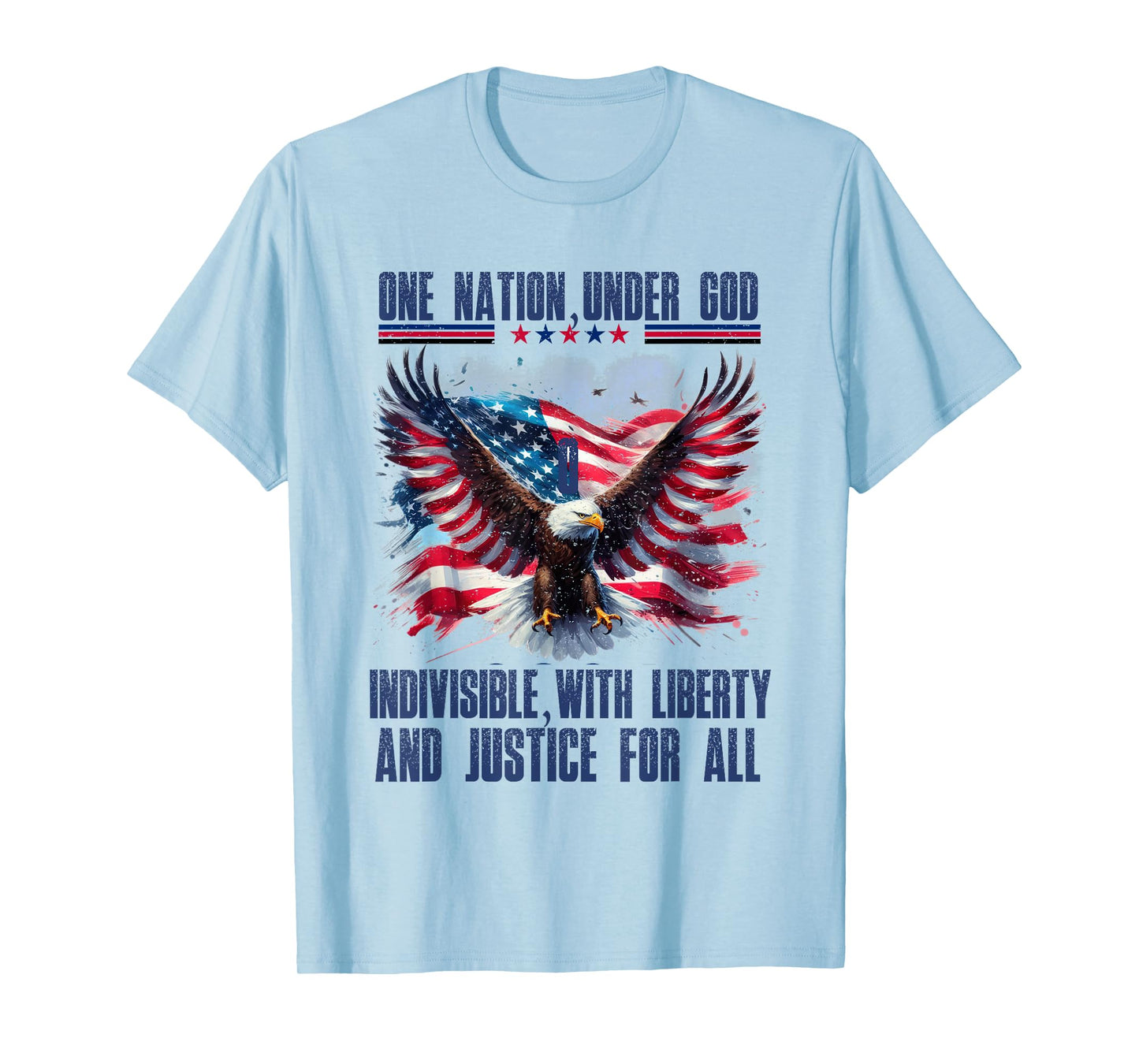 One Nation Under God Liberty Justice For All Eagle Flag USA T-Shirt