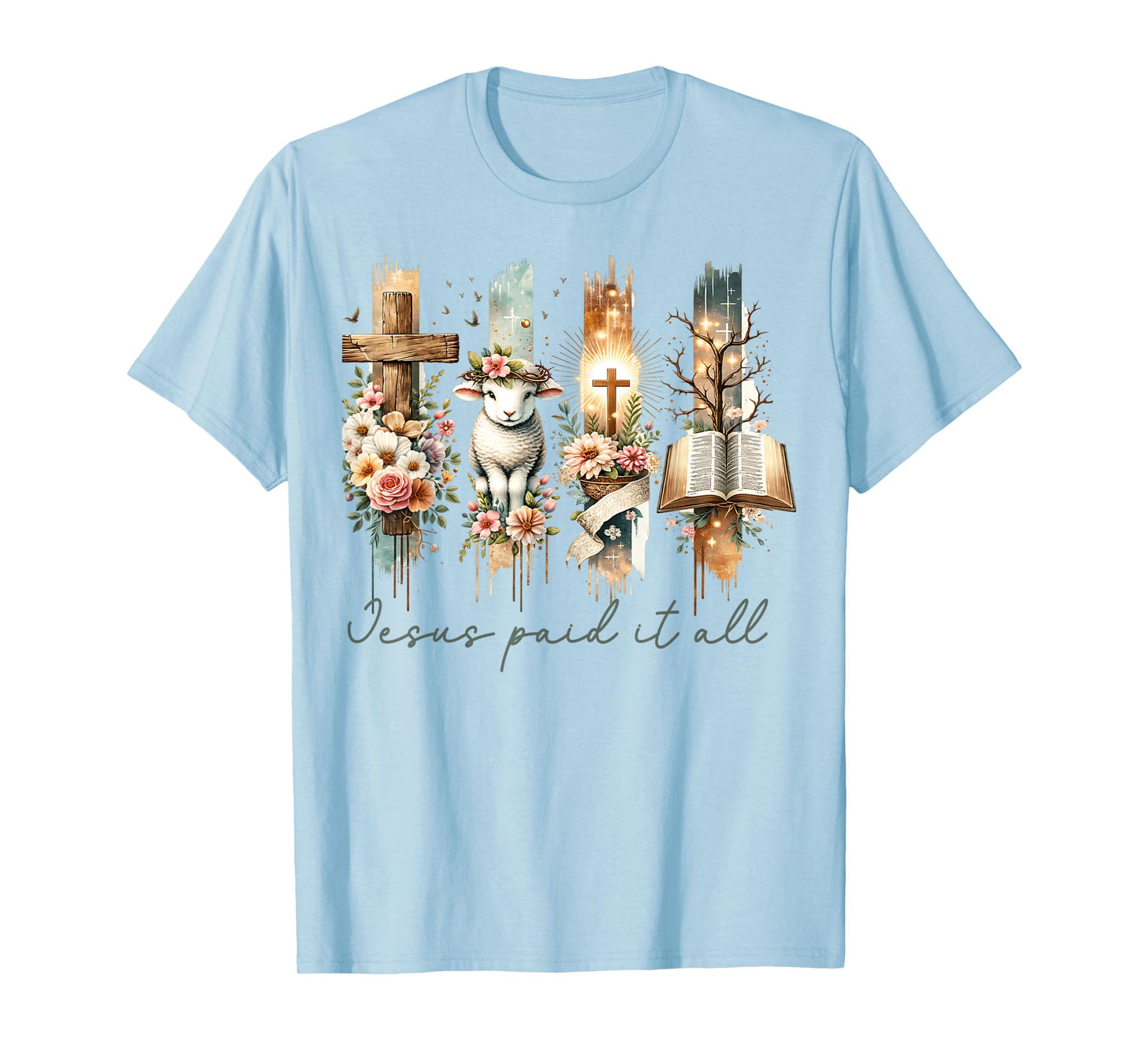 Vintage Religious Easter Jesus Paid It All Lamb Risen Cross T-Shirt