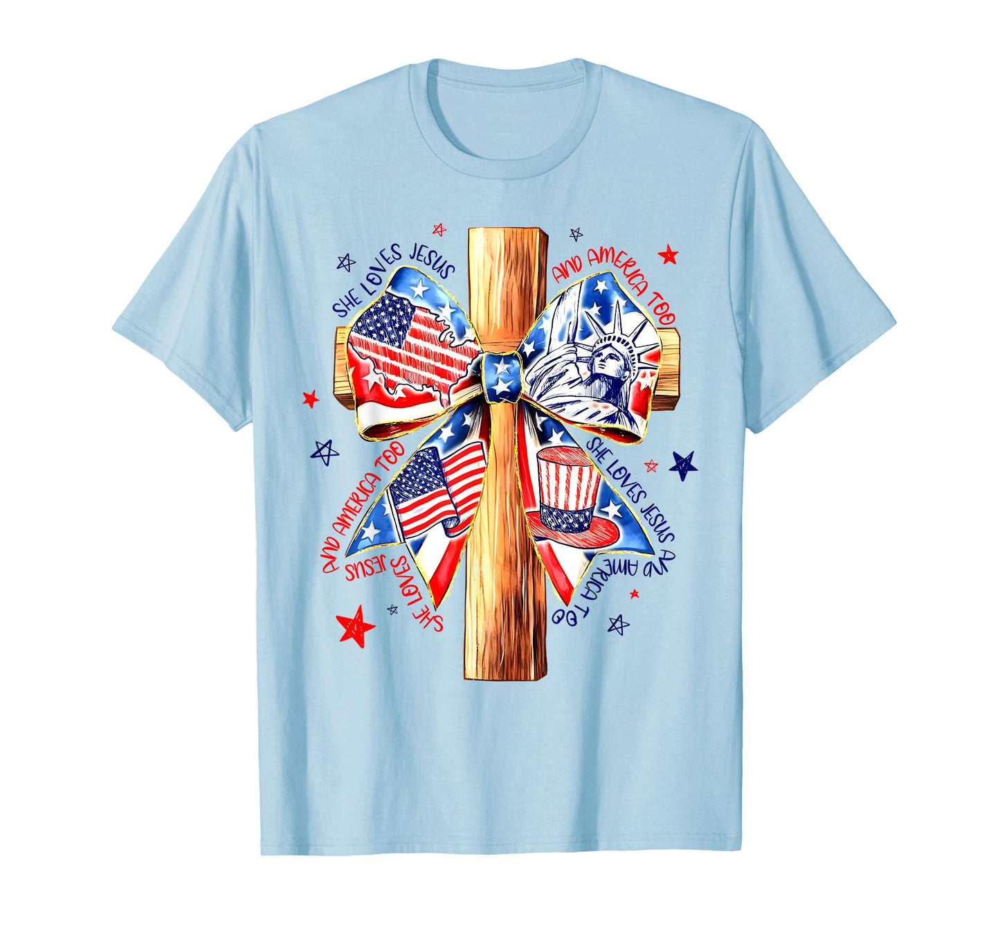 She Loves Jesus And America Too 4th Of July Christian T-Shirt