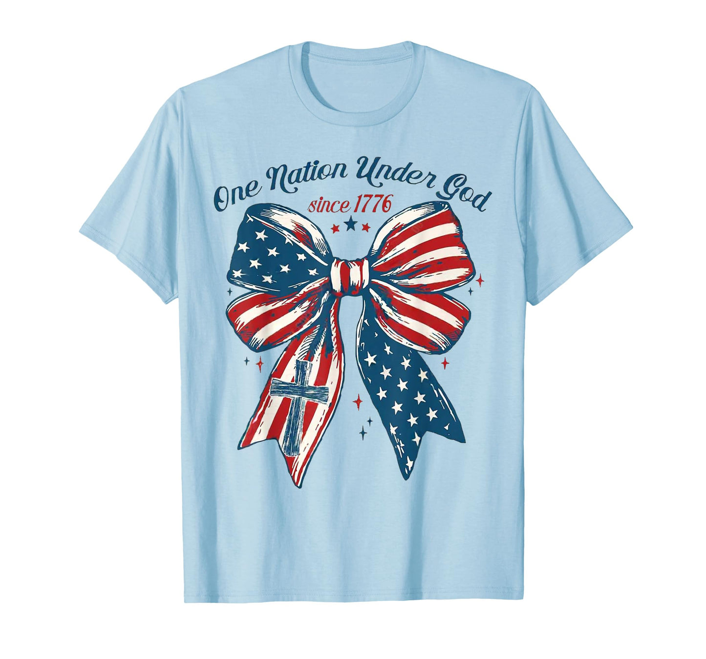 One Nation Under God Flag 4th Of July Patriotic Christian T-Shirt