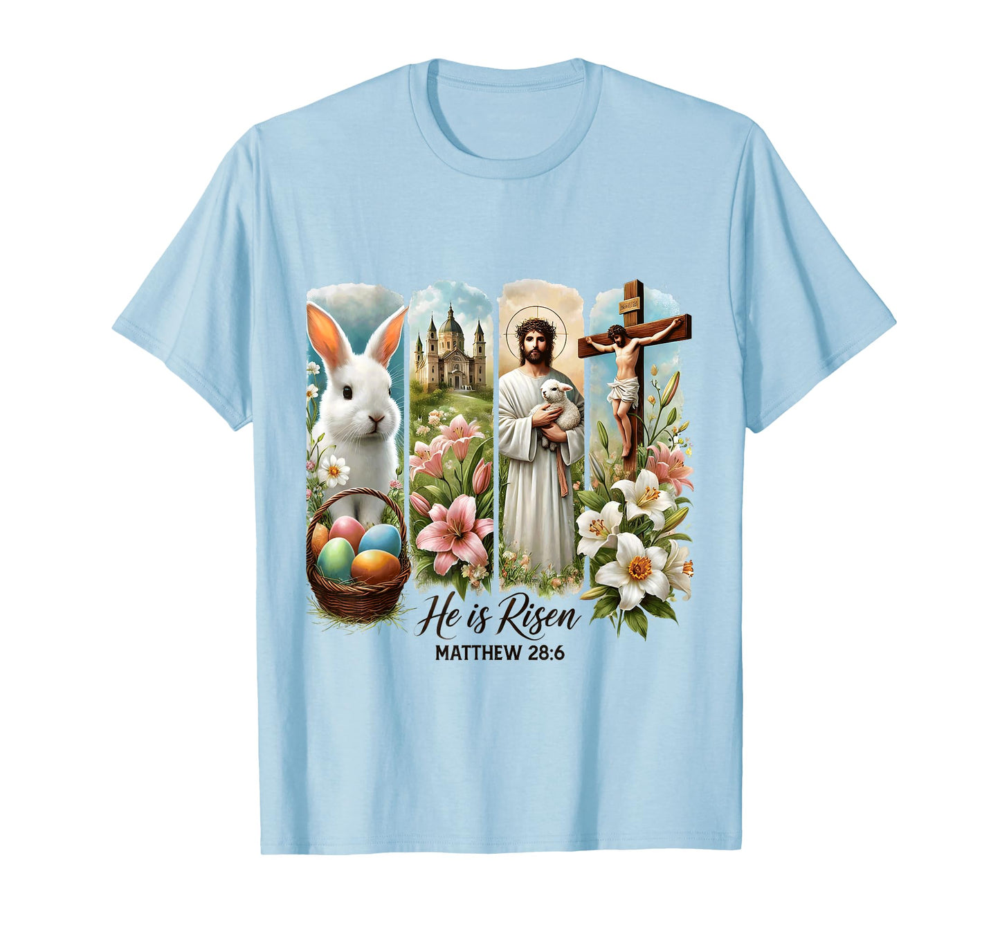 Jesus He Is Risen Christian Happy Easter Kids Women Girls T-Shirt
