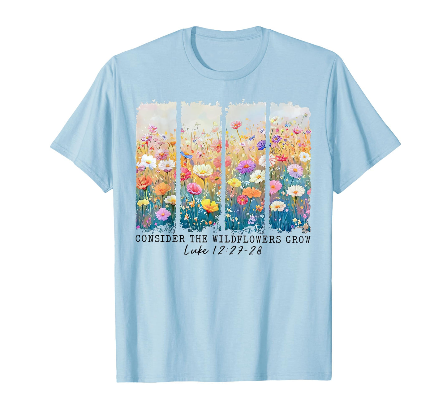 Consider The Wildflowers Retro Christian Bible Verse Easter T-Shirt