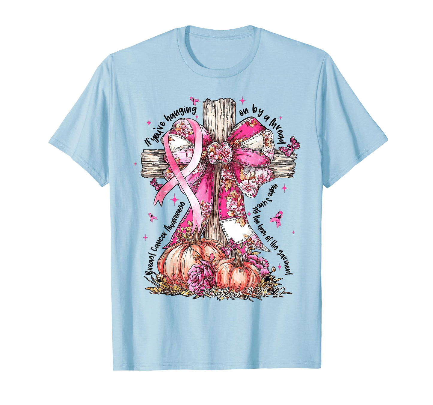 Jesus Pink Bow Cross Breast Cancer Faith Hope Strength T-Shirt