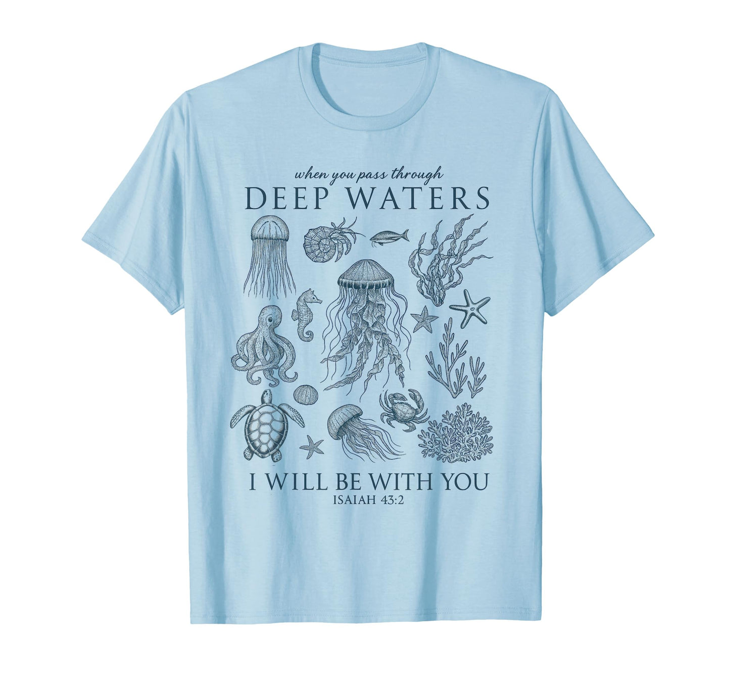 Christian Ocean Animal Coastal Sea Life Jesus Bible Verse T-Shirt