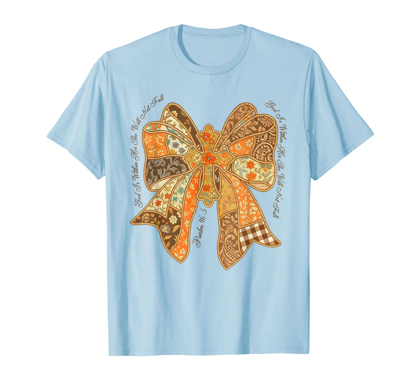 She Will Not Fall Jesus God is Within Her Coquette Christian T-Shirt