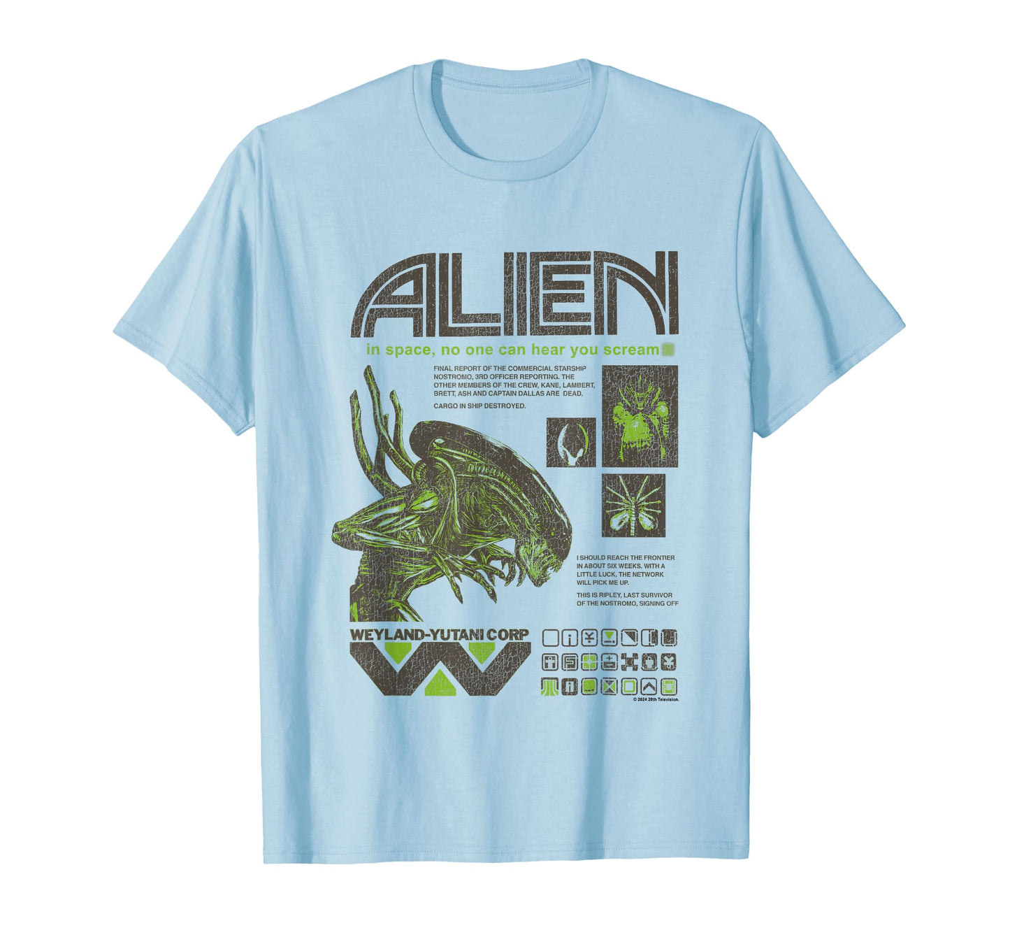 Aliens Iconic Quotes Collage Distressed Big Chest Text Logo T-Shirt