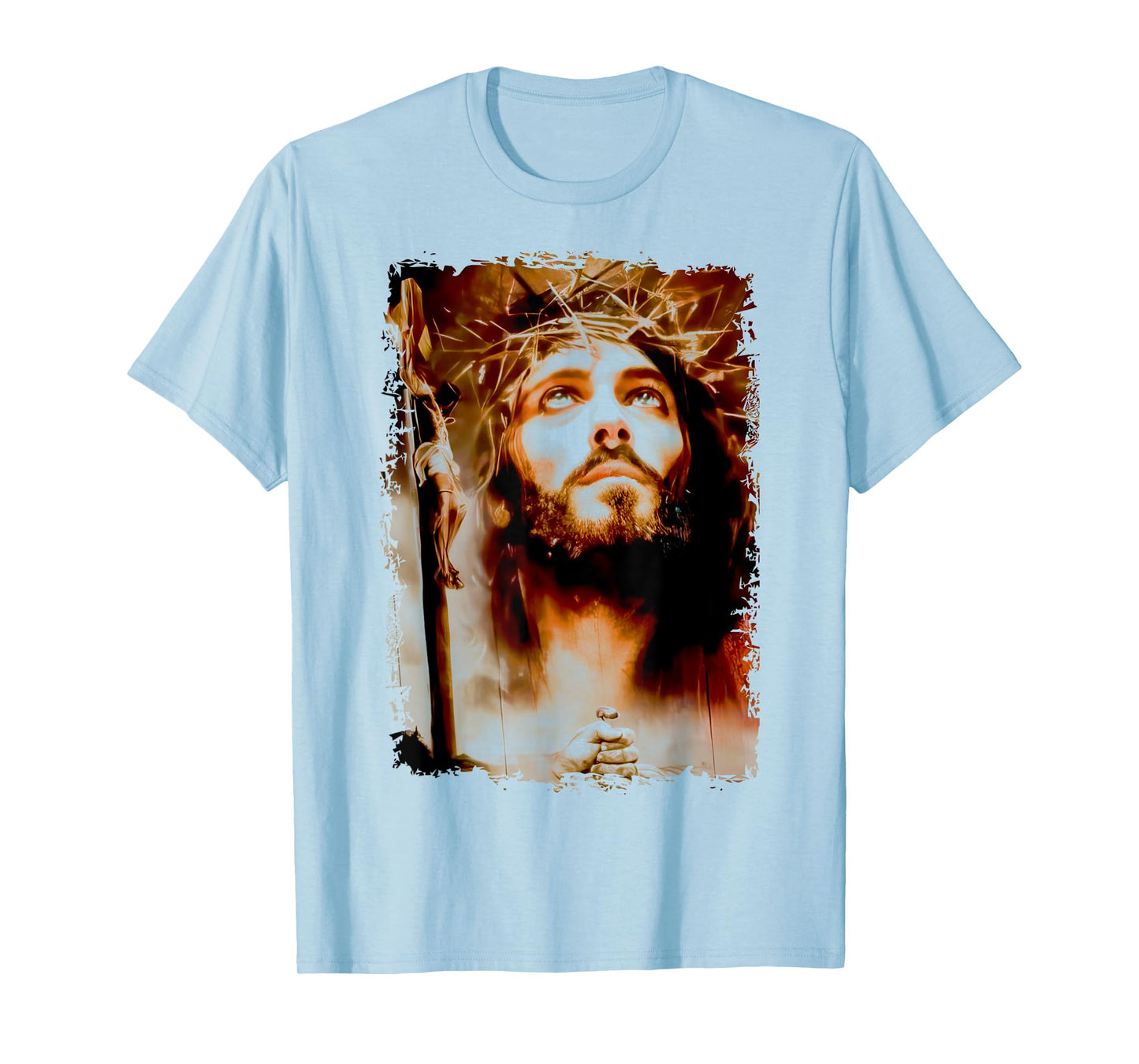 MexiColor Face of Jesus Christ Crown of Thorns Catholic Faith T-Shirt, Small, White