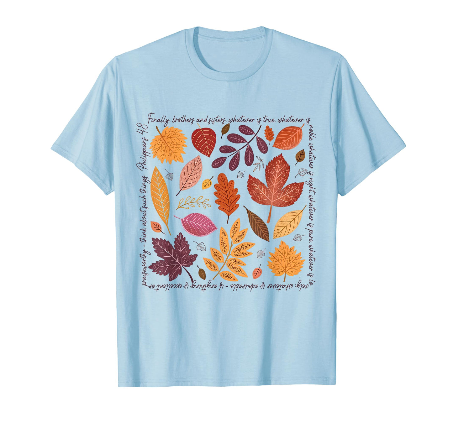 Fall Leaves Christian Thanksgiving Bible Verse Faith Based T-Shirt