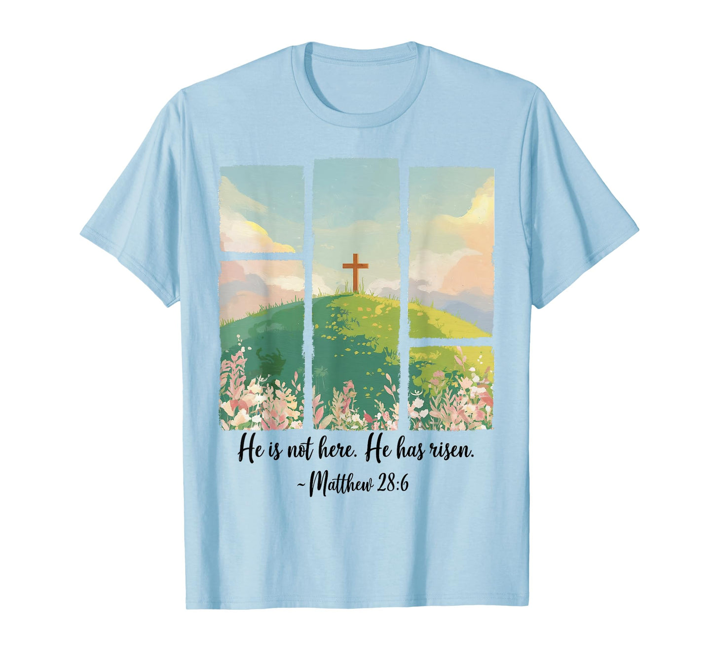 Christian Easter Men Women Kids Jesus Cross He Is Risen T-Shirt