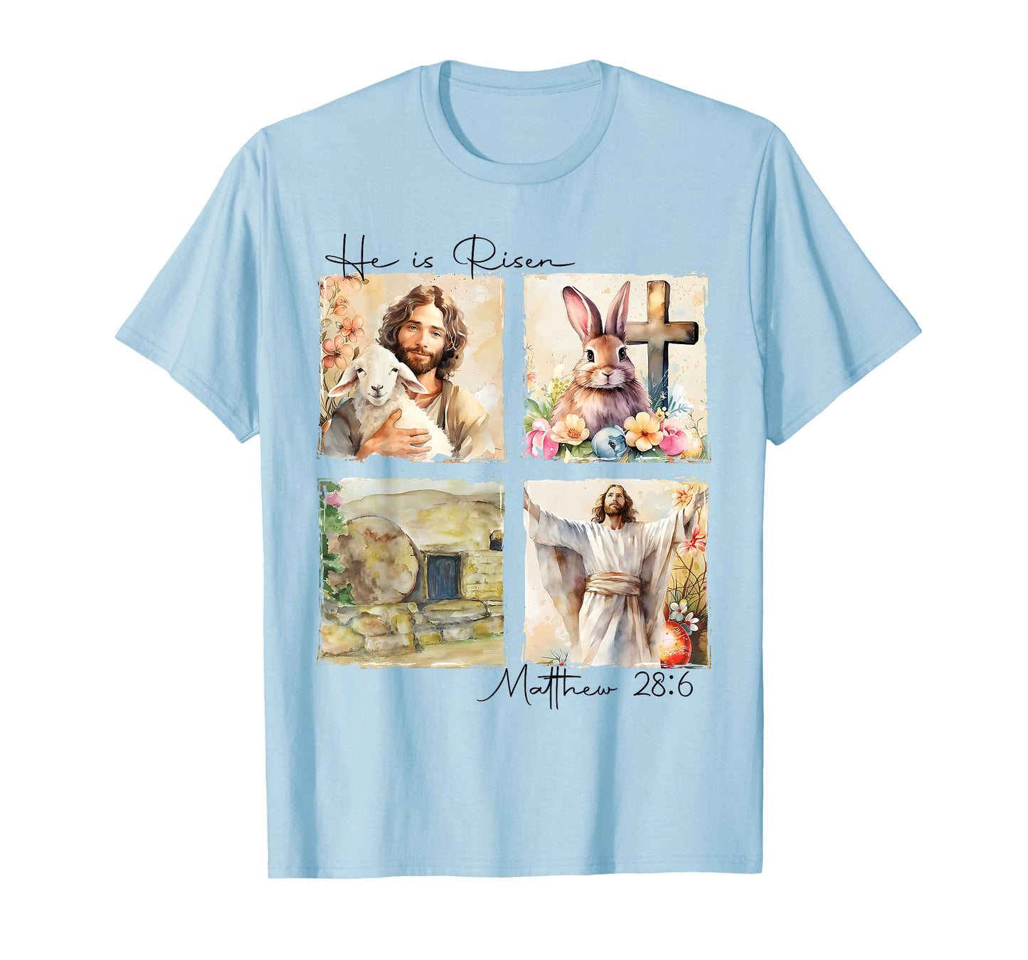He is Risen Jesus Christian Happy Easter Women Kids Girls T-Shirt