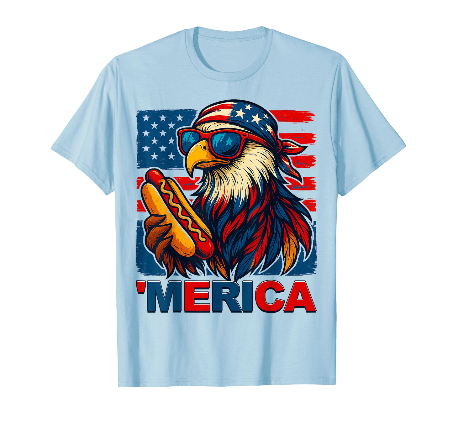 Funny Merica Eagle Hotdog USA Flag 4th Of July Patriotic Men T-Shirt