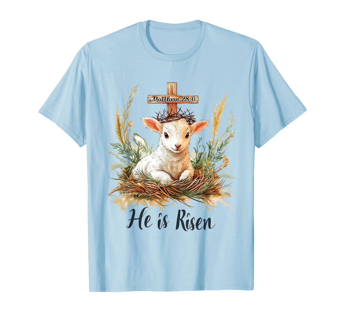 He Is Risen Lamb Matthew 28:6 Christian Jesus Bible Verses T-Shirt