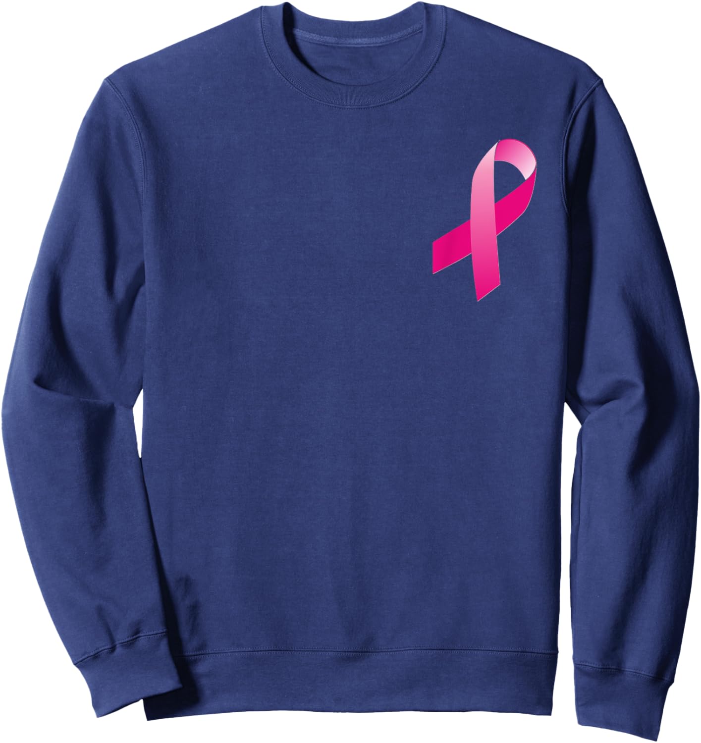 Breast Cancer Awareness Ribbon Small Print Sweatshirt - Sweatshirt | Navy