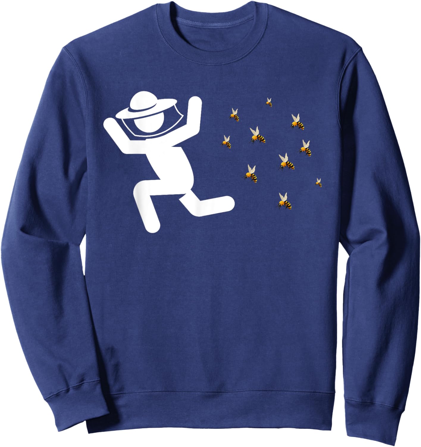 Beekeeper Chased By Bees Funny Honeybee Beekeeping Bee Lover Sweatshirt - Sweatshirt | Navy