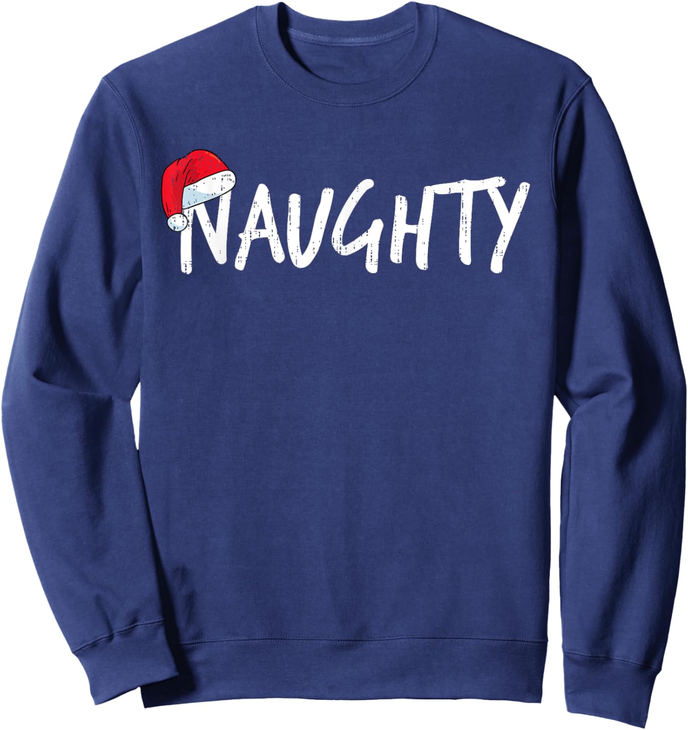 Team Naughty Nice Funny Matching Christmas Couples Costume Sweatshirt - Sweatshirt | Navy