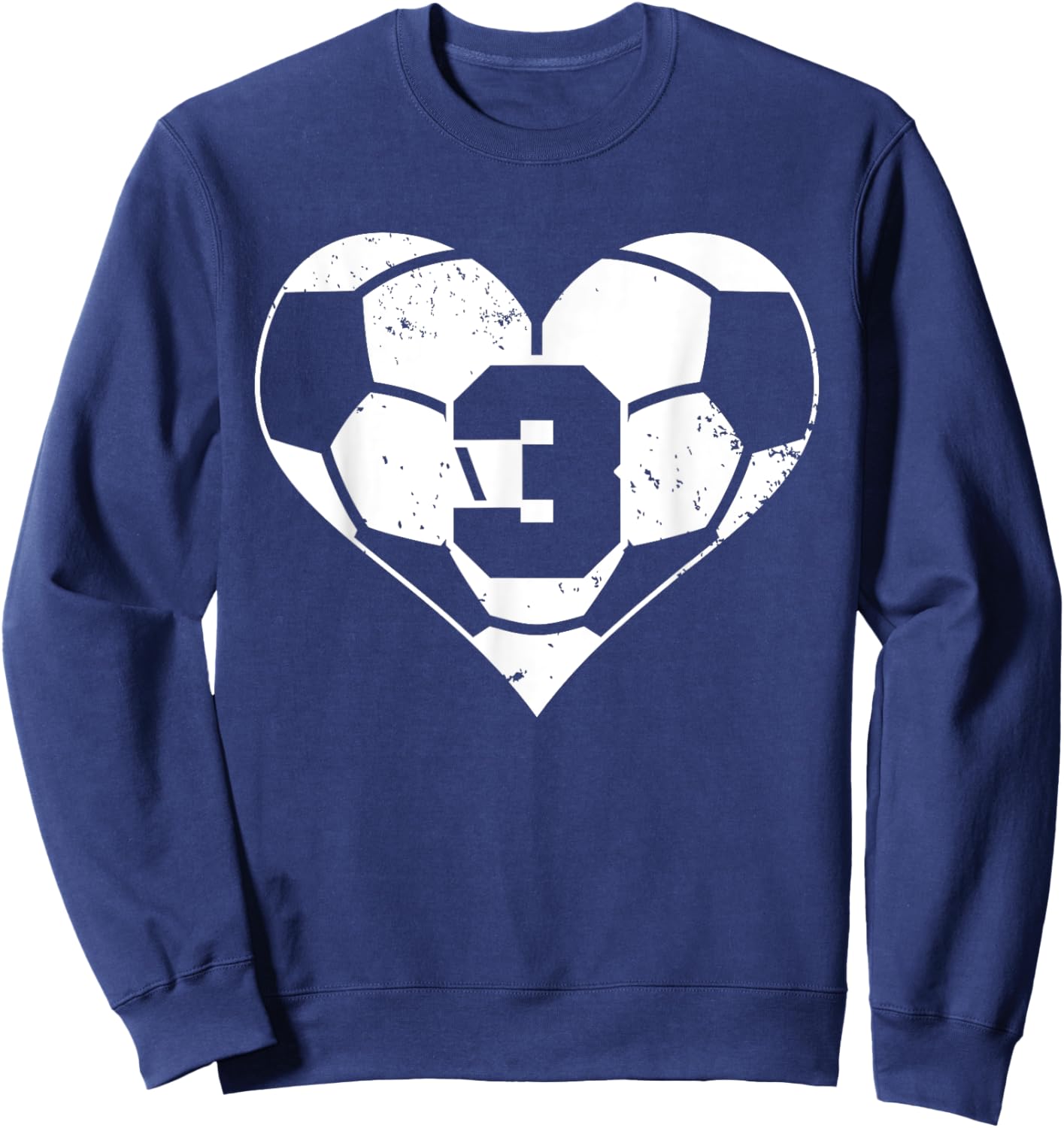 Soccer Number 3 Jersey Funny Soccer Heart Game Day Sweatshirt - Sweatshirt | Navy