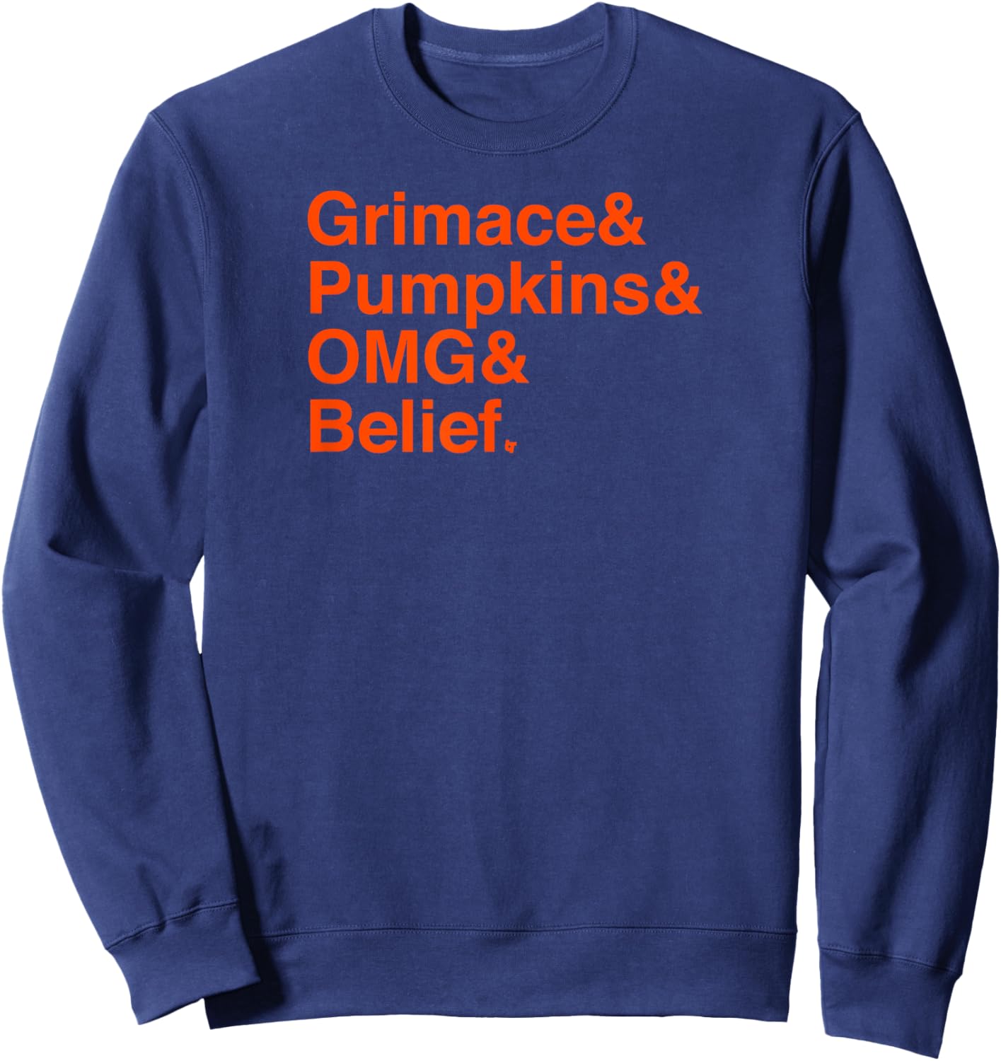 Grimace & Pumpkins & OMG & Belief - New York Baseball Sweatshirt - Sweatshirt | Navy