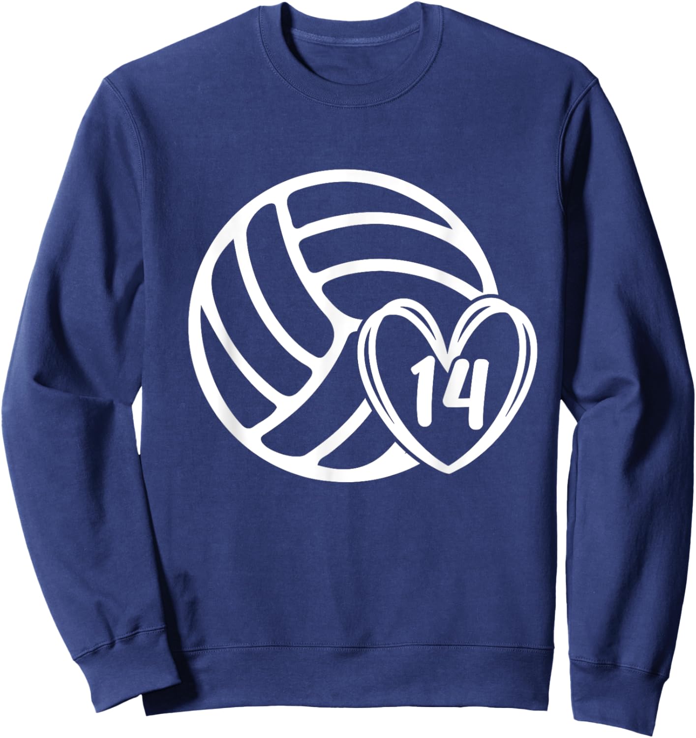 Volleyball Player #14 Volleyball Mom Dad Number 14 Sweatshirt - Sweatshirt | Navy