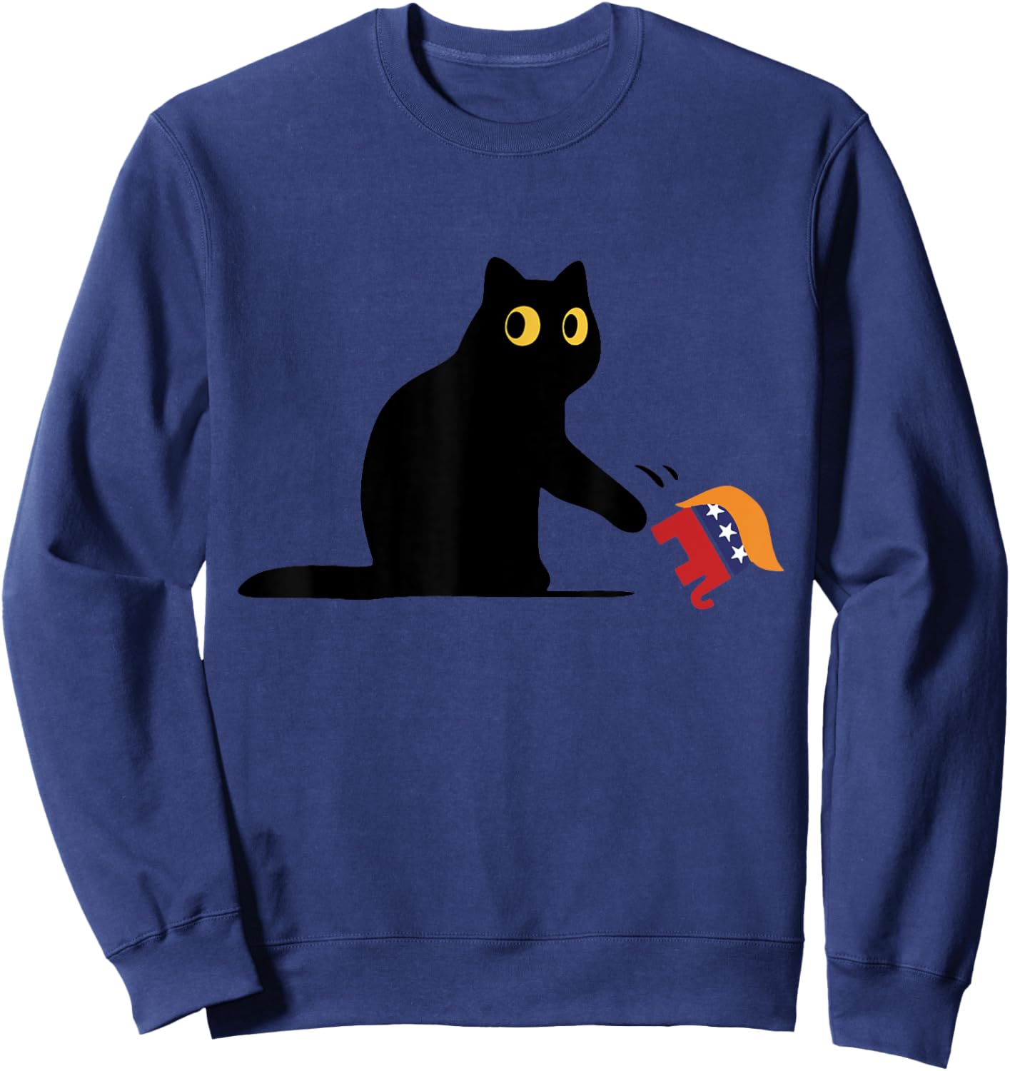 Kamala Harris 2024 Victory Black Cat vs Elephant Trump Women Sweatshirt - Sweatshirt | Navy