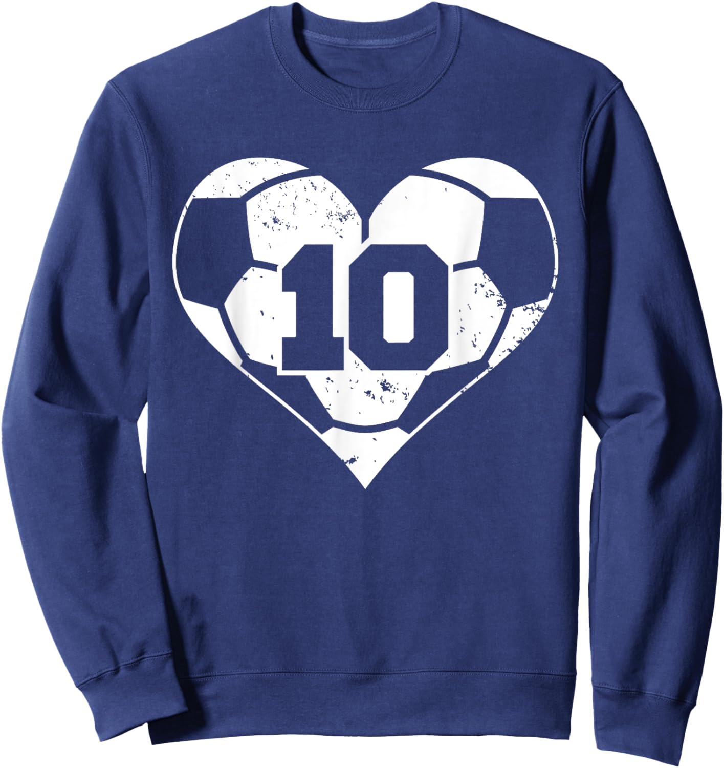 Soccer Number 10 Jersey Funny Soccer Heart Game Day Sweatshirt - Sweatshirt | Navy