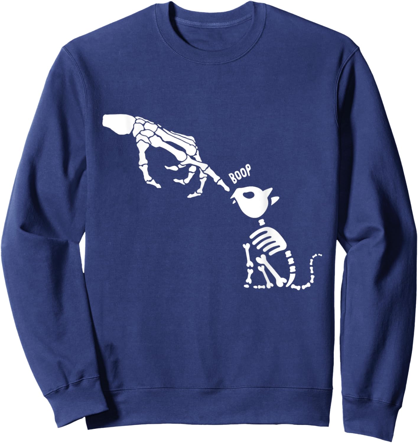 Skeleton Cat Halloween Goth Boop Cat Cute Halloween Women Kids Sweatshirt - Sweatshirt | Navy