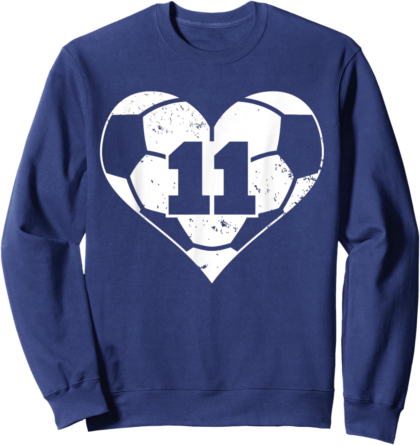 Soccer Number 11 Jersey Funny Soccer Heart Game Day Sweatshirt - Sweatshirt | Navy