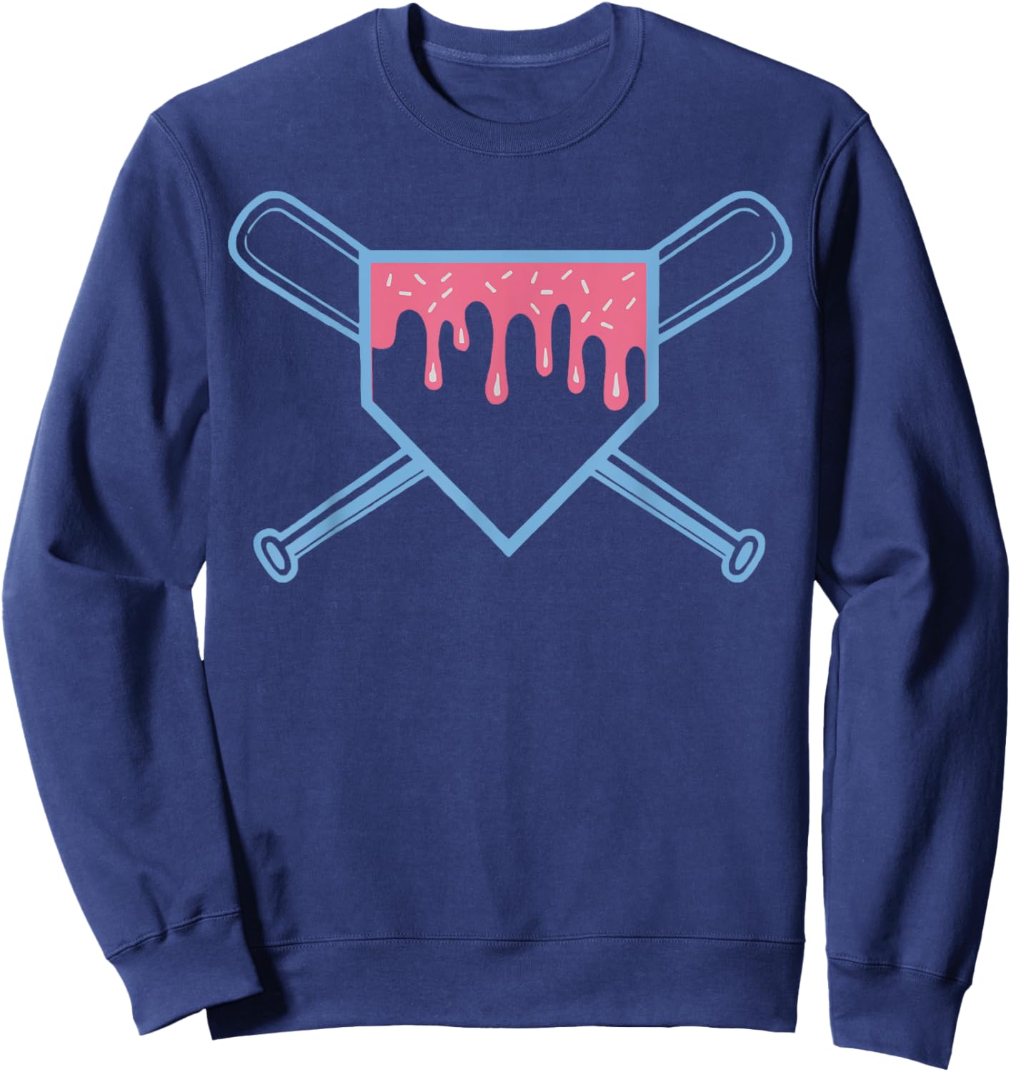 Baseball Home Plate Ice Cream Drip with Sprinkles for Boys Sweatshirt - Sweatshirt | Navy