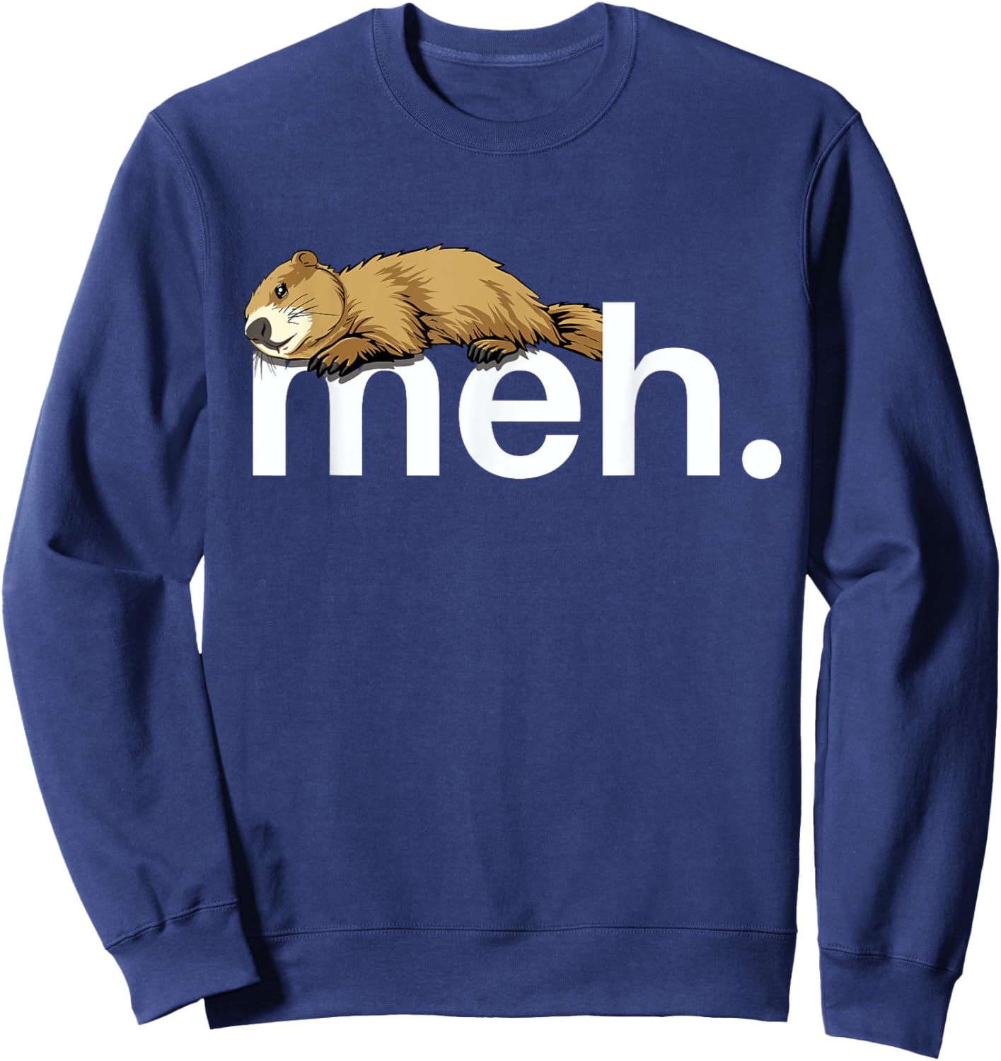 Meh Funny Groundhog Day Groundhog Meme Joke Groundhog Sweatshirt - Sweatshirt | Navy
