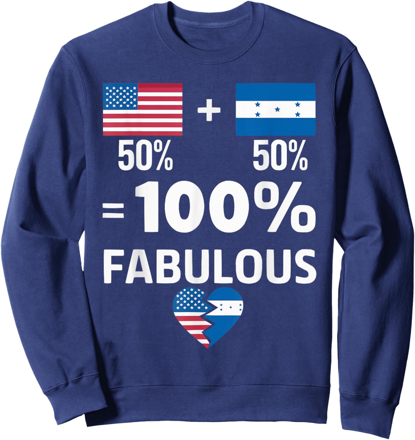 Half American Half Honduran USA Flag Honduras America Sweatshirt - Sweatshirt | Navy