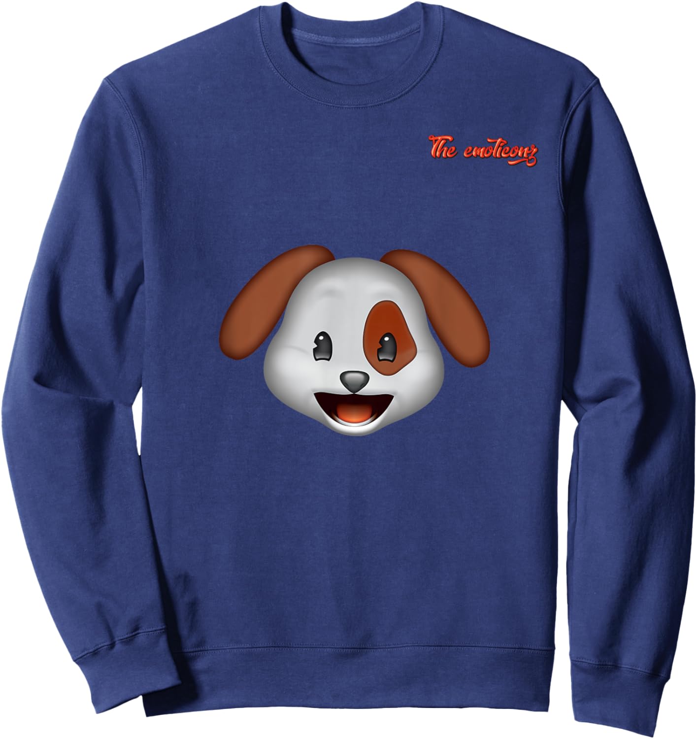 emoji happy enthusiastic dog face Men Women Kids Sweatshirt - Sweatshirt | Navy