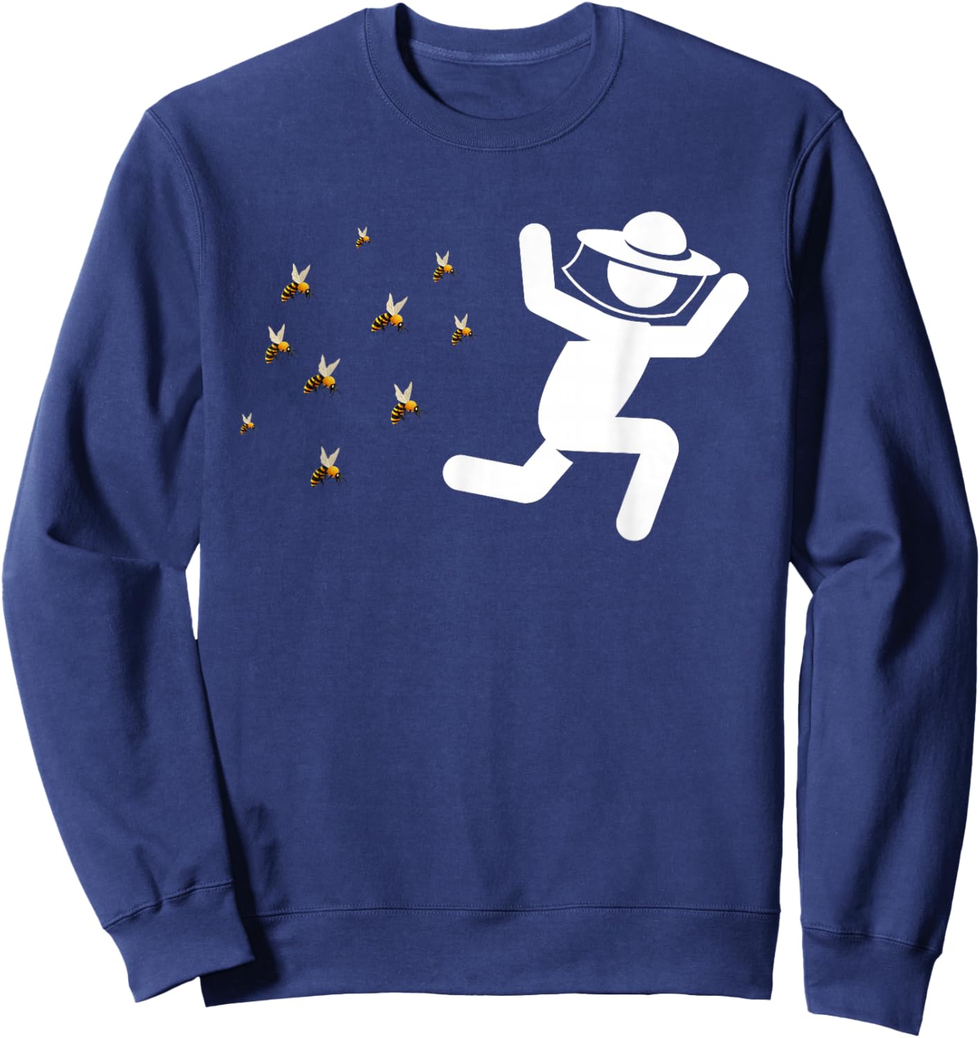 Beekeeper Chased By Bees Funny Honeybee Beekeeping Bee Lover Sweatshirt - Sweatshirt | Navy