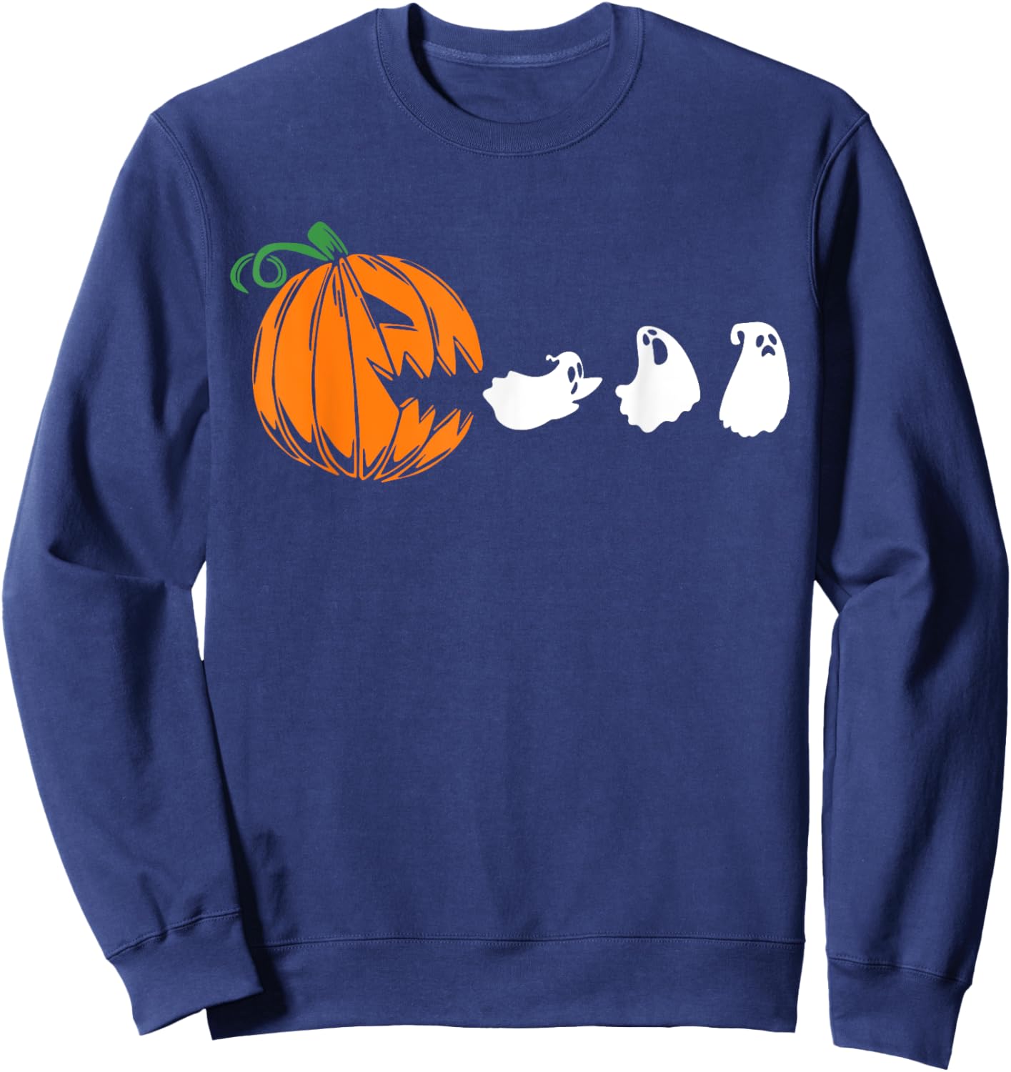 Funny Halloween Pumpkin Eating Ghost, Gamer Men Women Kids Sweatshirt - Sweatshirt | Navy