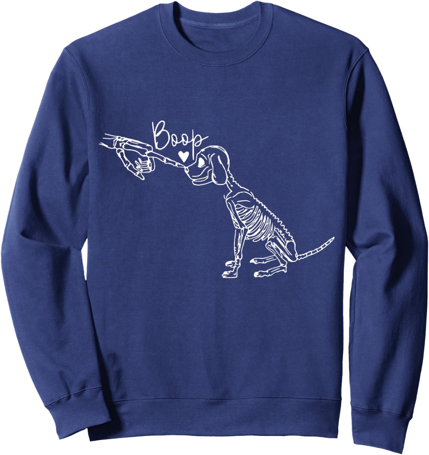Retro Cute Skeleton Hand Boop Dog Funny Halloween Sweatshirt - Sweatshirt | Navy