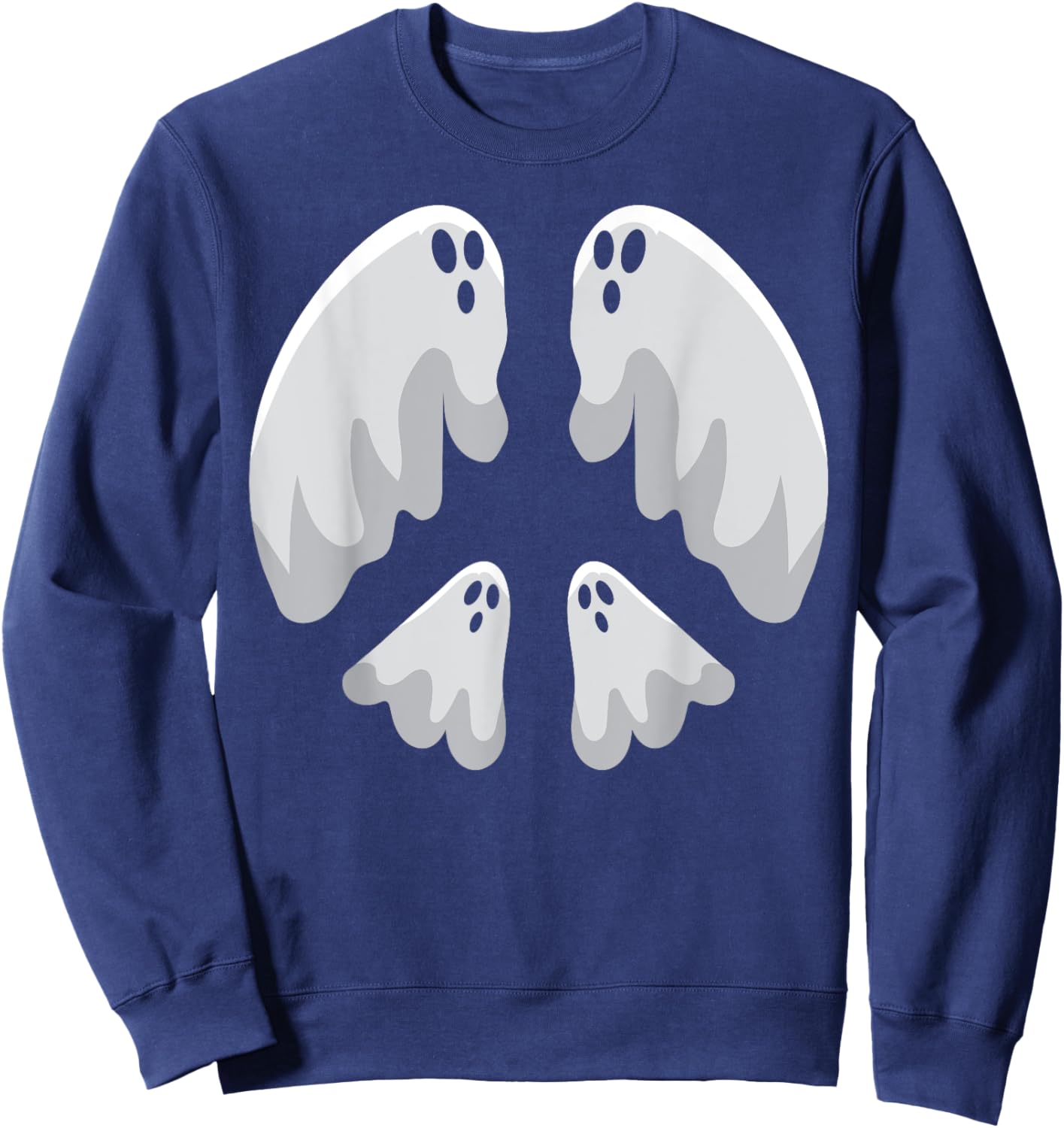 Peace Sign Ghost Halloween Costume Retro 60s 70s Hippie Gift Sweatshirt - Sweatshirt | Navy