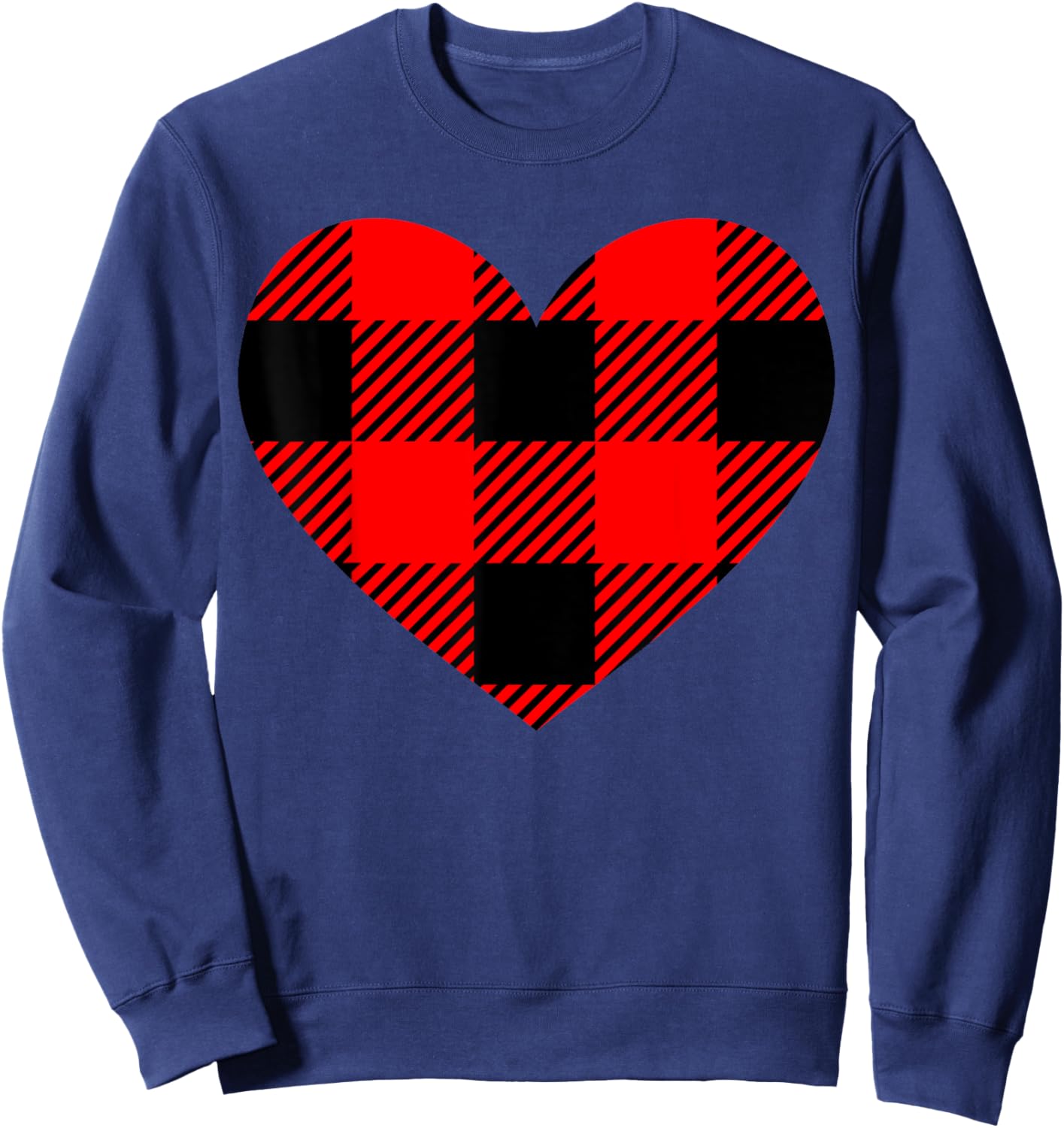 Red Buffalo Plaid Heart Funny Lumberjack Valentine Sweatshirt - Sweatshirt | Navy