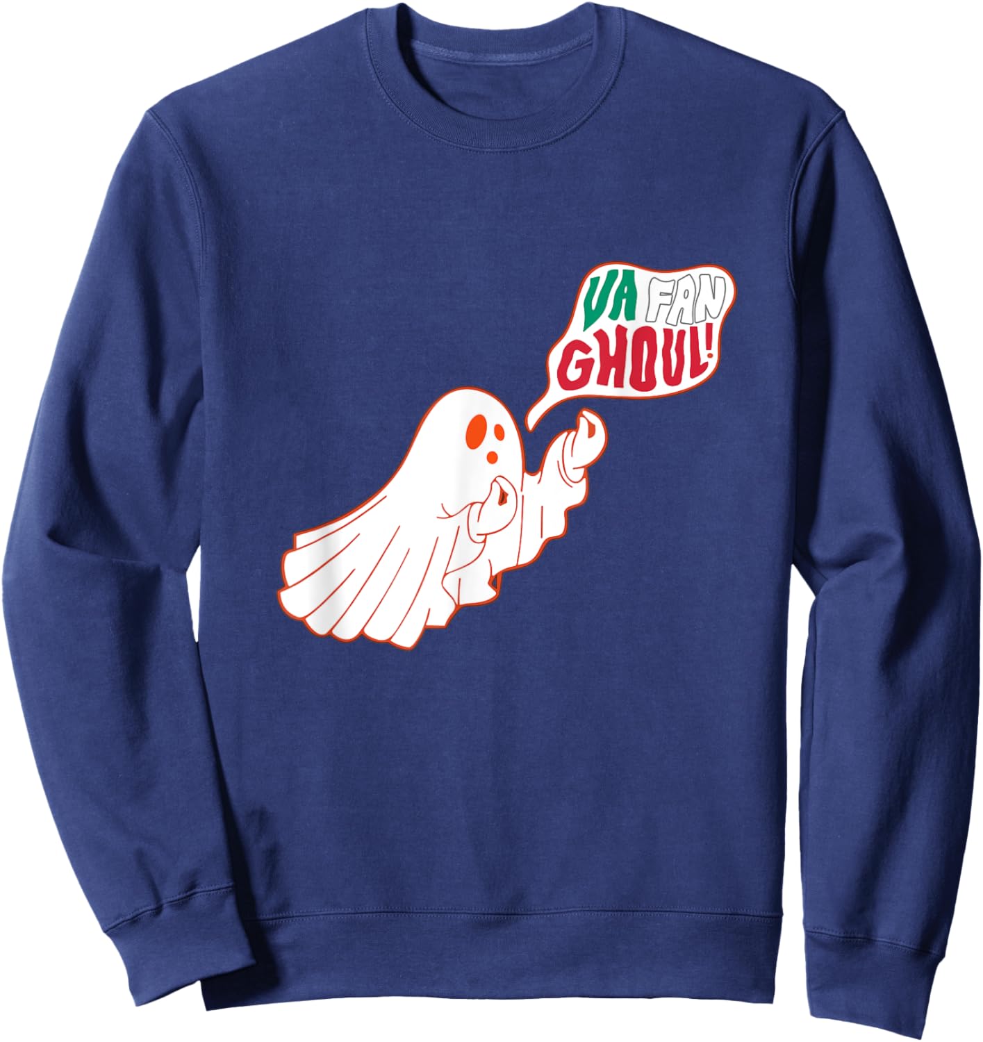 Va Fan Ghoul Funny Italian Ghost Halloween Italian Flag Sweatshirt - Sweatshirt | Navy
