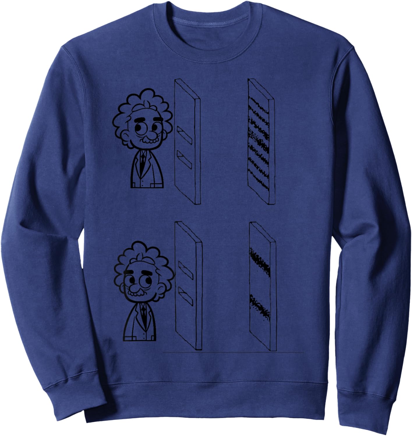 Quantum Threads: Double Slit Experiment Design - -Adults, Blue, Small, Short Sleeve Sweatshirt - Sweatshirt | Navy