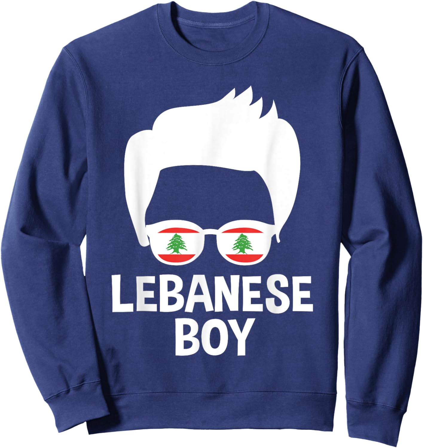 Lebanese Boy Messy Hair Lebanon Pride Lebanese Boys Sweatshirt - Sweatshirt | Navy