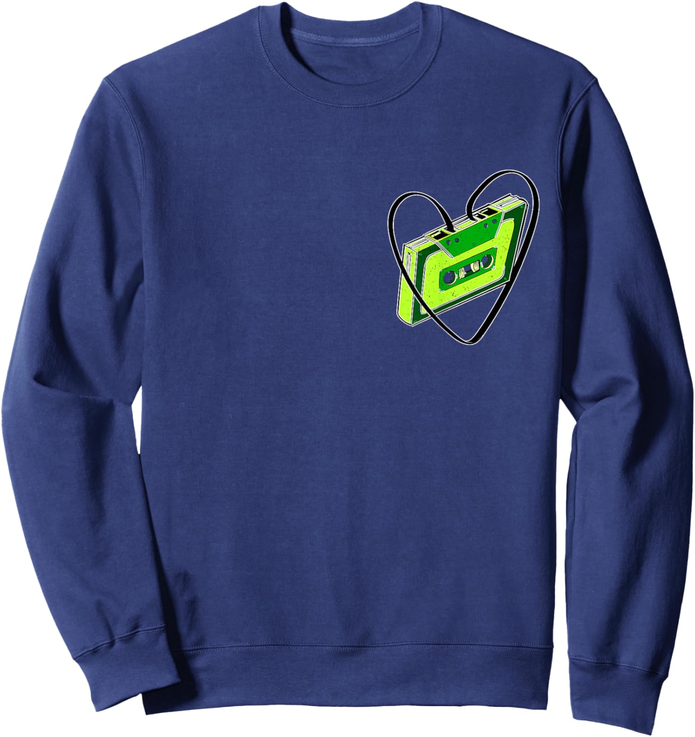 Green Cassette Old School Love Green Color Graphic Sweatshirt - Sweatshirt | Navy
